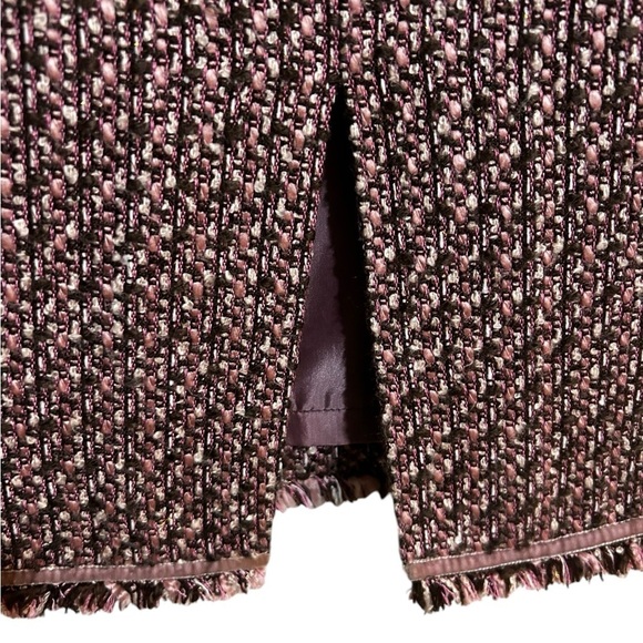 Women’s Pink Black White Tweed Pencil Skirt Velvet Fringe Trim Size 2 - Picture 5 of 11